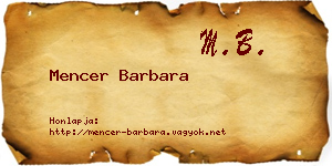Mencer Barbara névjegykártya